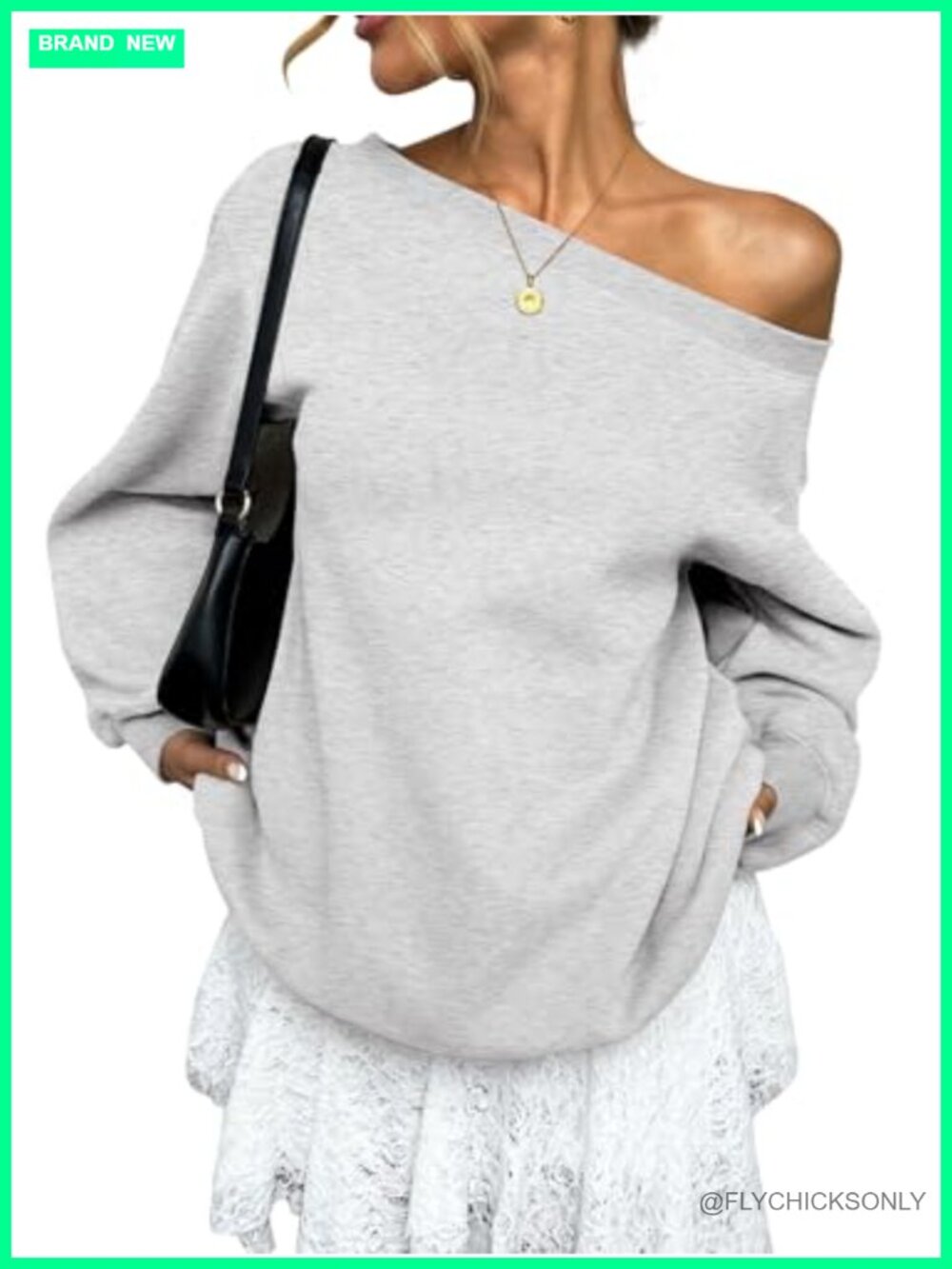 EasyGala Oversized Off Shoulder Fleece Sweatshirt Pullover Top